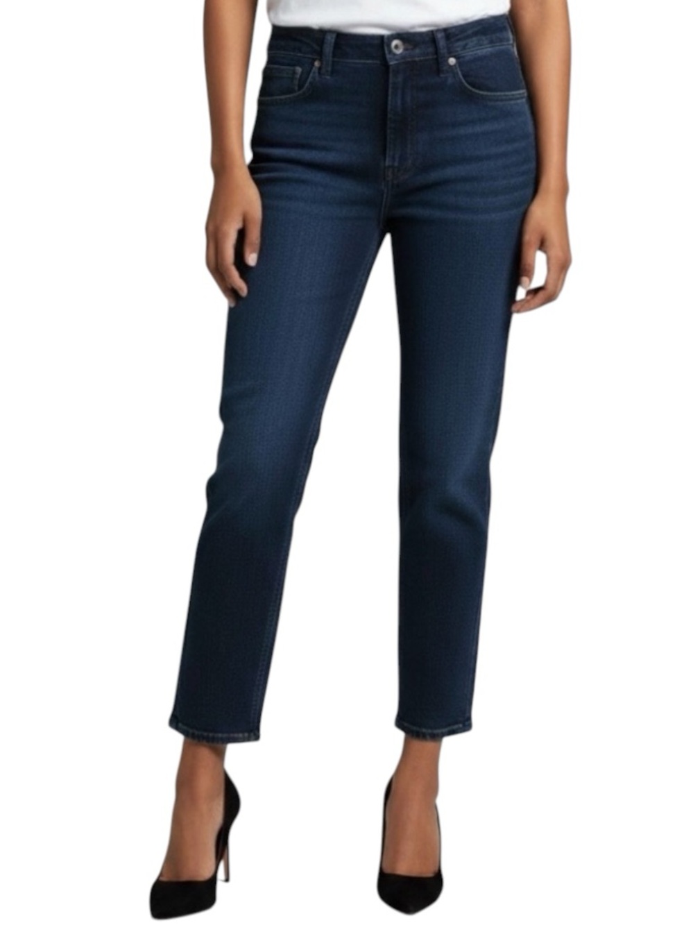 Old Navy Women’s Ultra High Rise Sky-Hi Straight 12 Petite Dark Wash Jeans